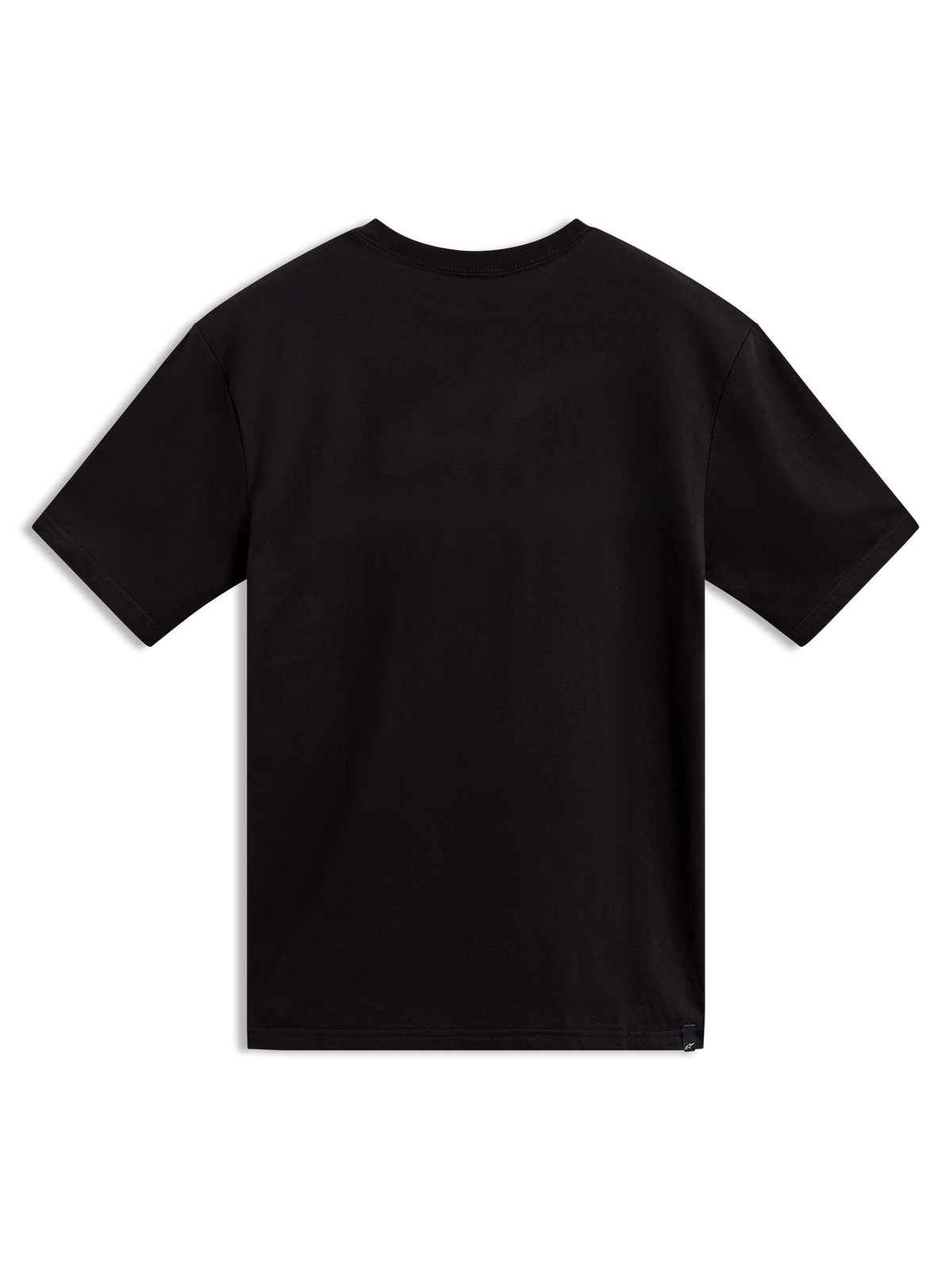 Alpinestars P1 CSF Tee, black short-sleeve sportswear t-shirt for men and women, plain back view, cotton-poly blend.