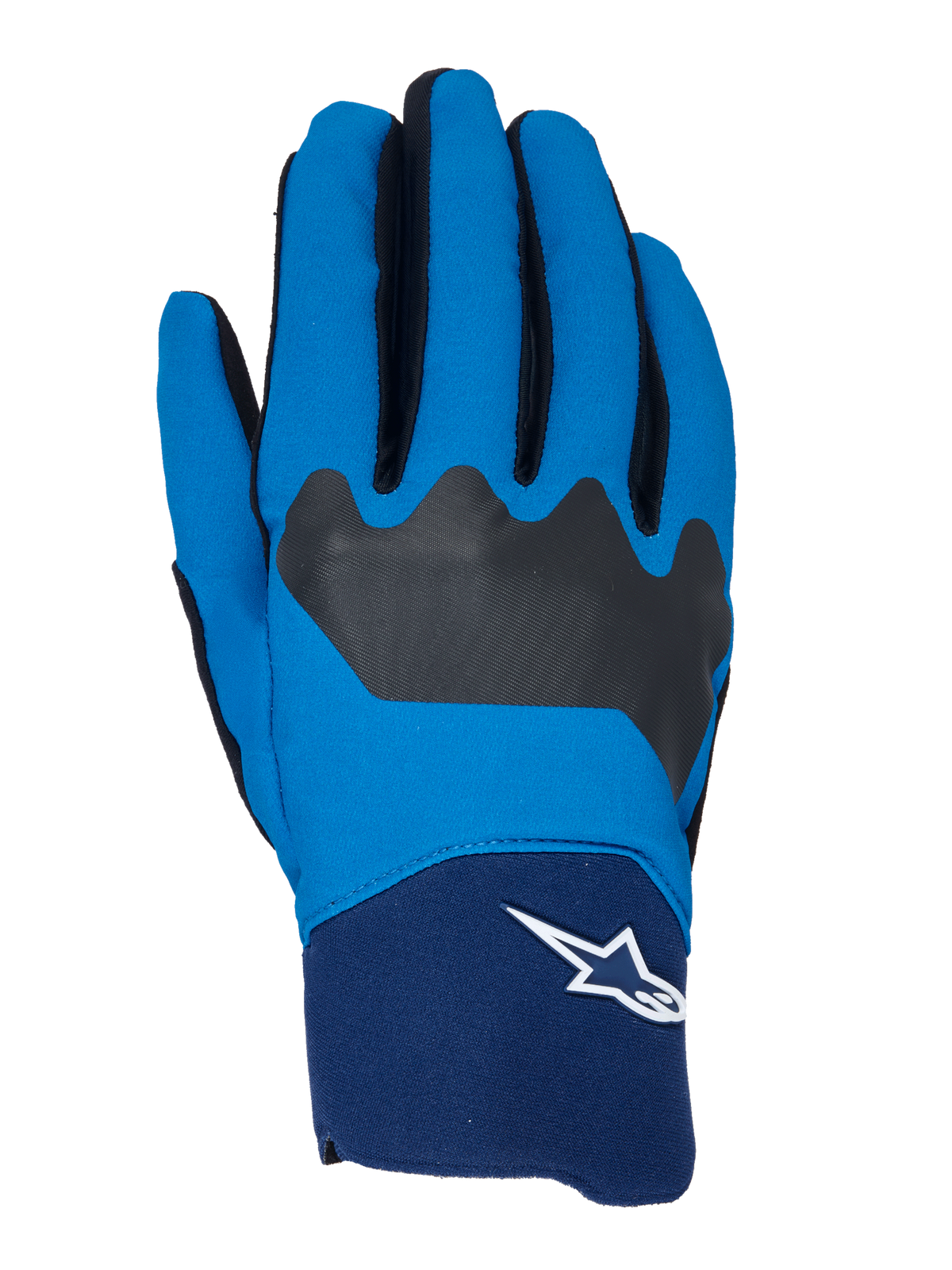 Alpinestars A-Supra Gloves, MTB Cycling Gloves, Blue and Navy with Black accents, white Astars logo on the cuff, flexible fabric construction for off-road performance