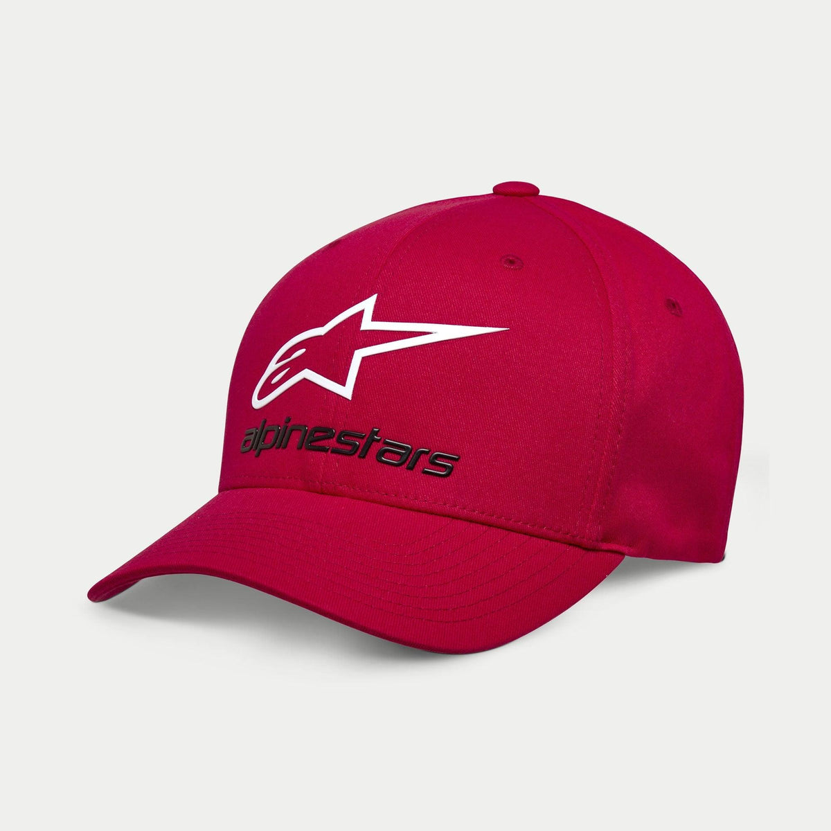Alpinestars Always 2.0 Hat, Sportswear Hat, Red, White Star Logo Outline with Black Alpinestars Text, Curved Bill with Structured Crown, Casual Motorsport Streetwear