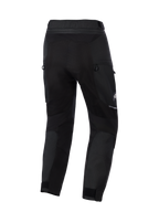 Alpinestars Cusco Drystar® Pants, men's adventure touring motorcycle pants in black, back view showing durable textile construction, stretch softshell panels, and reflective accents
