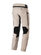 Alpinestars AMT-10LAB Drystar® XF Pants, men's adventure touring motorcycle pants in aluminum camo and black, rear view showing laminated textile construction and stretch panels