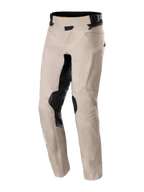 Alpinestars AMT-10LAB Drystar® XF Pants, men's adventure touring motorcycle pants in aluminum camo and black, front studio view showcasing laminated waterproof textile construction and CE certification.