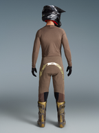 Alpinestars Limited Edition Supertech Air Gold Gear Set, men's Earth Brown and gold ventilated motocross outfit, back view.
