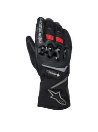 Alpinestars WT-8 GORE-TEX Insulated Gloves, Motorcycle Winter Gloves, Black with red accents and silver logos, featuring hard TPU knuckle protection, long cuff, and GORE-TEX waterproofing for cold weather riding