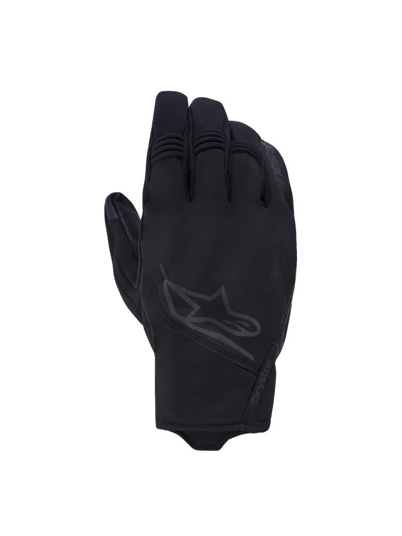 Alpinestars Faster V3 Plasma Drystar Gloves, Black motorcycle racing gloves with waterproof Drystar membrane and PLASMA knuckle protection