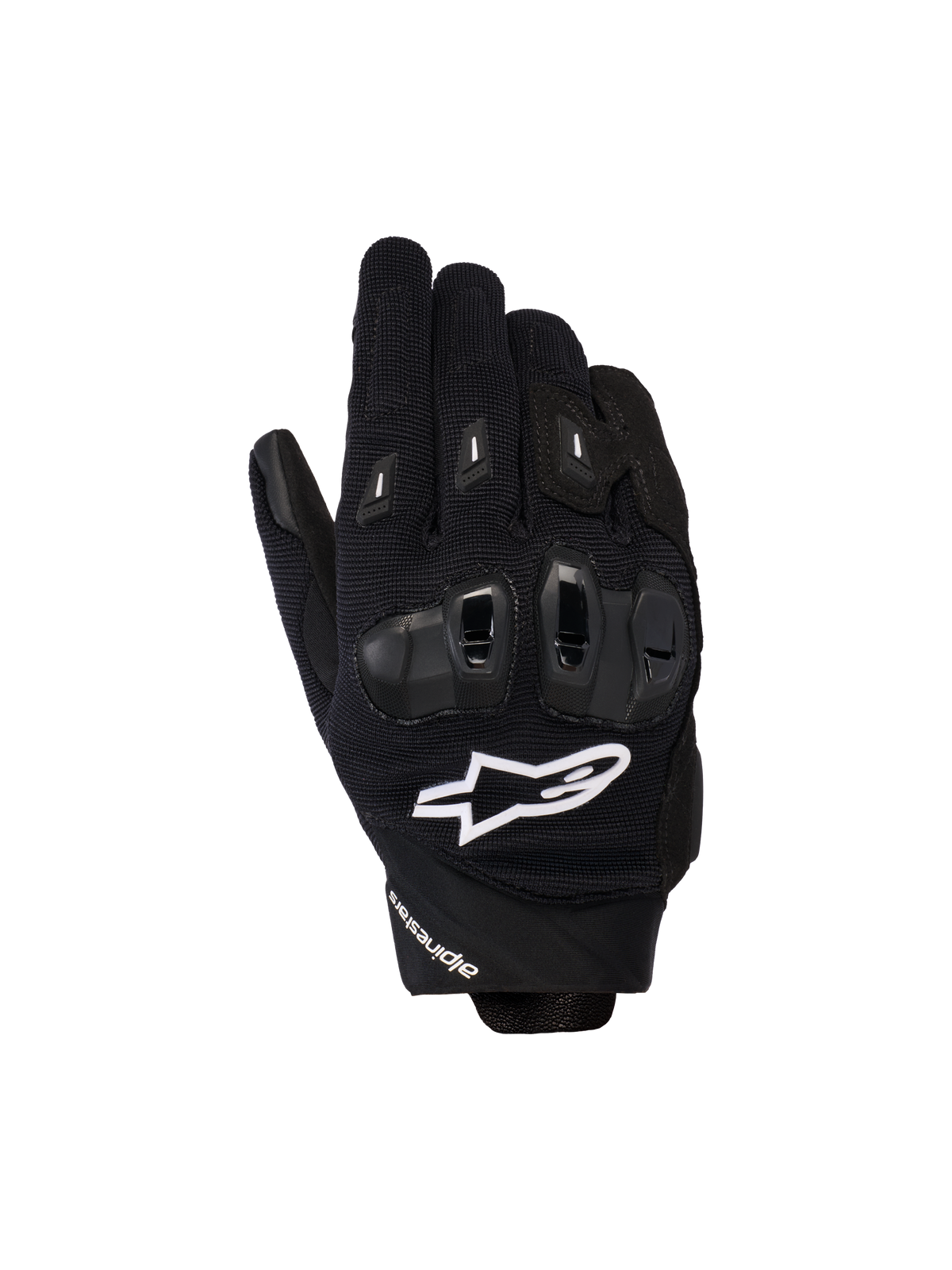 Alpinestars Stella SP X 3 Gloves, Women's Motorcycle Racing Gloves, Black with White Logo, featuring textured mesh fabric and TPU knuckle protection, sport-inspired performance road gear