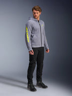 Alpinestars Chrome V2 Sport Hoodie, Men's Urban Motorcycle Riding Hoodie, Gray Heather and Fluo Yellow, CE Certified tech fleece with aramidic reinforcements and Nucleon Flex Plus armor.