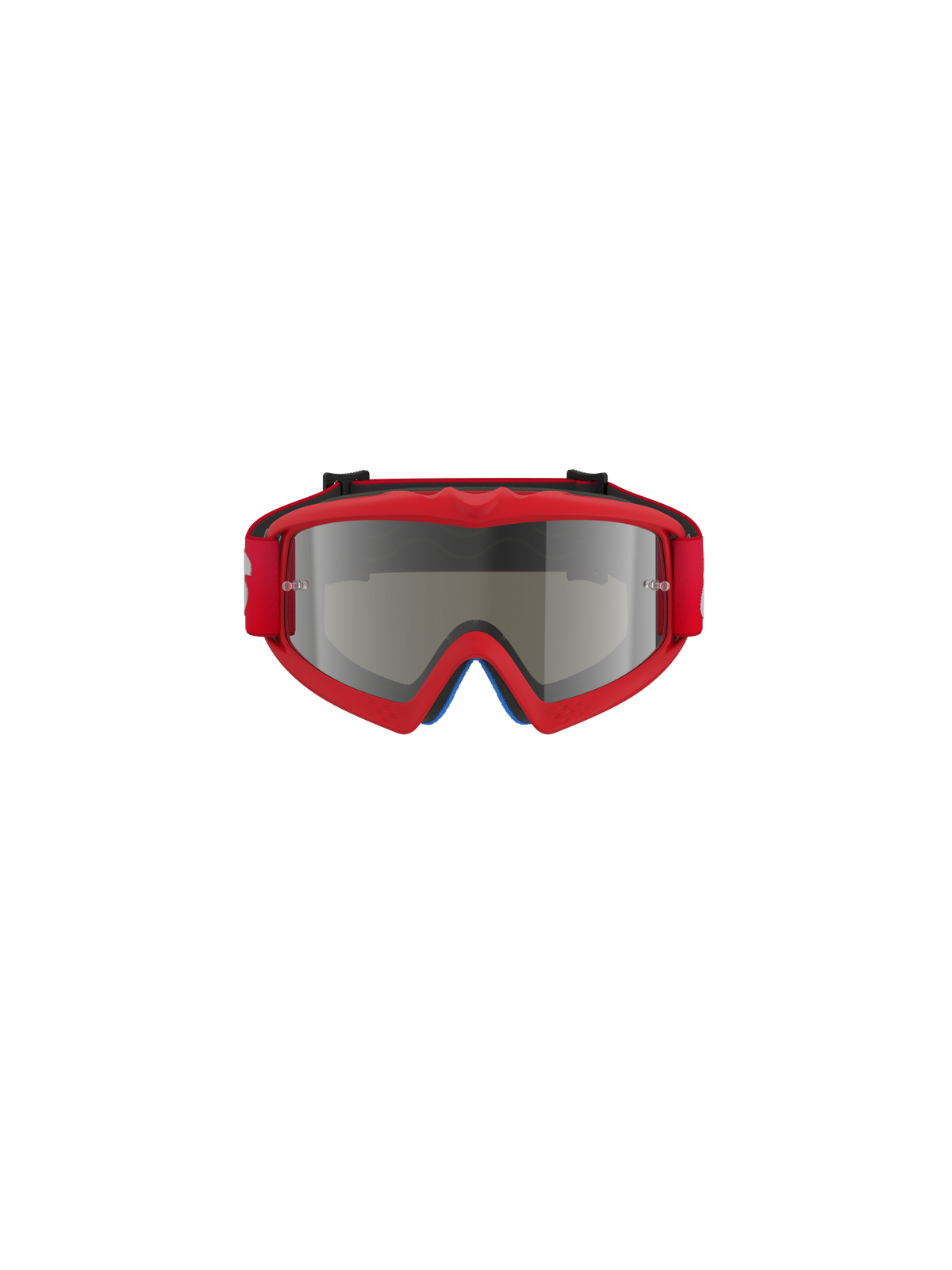 Alpinestars Vision Youth Blaze Goggles, Motocross Goggles, Red and Silver Mirror, front-facing view, featuring a vibrant red urethane frame and red strap, designed for youth riders with a mirrored lens