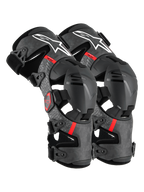 Alpinestars Supertech RK-10 Plasma Knee Braces, Motocross Knee Protectors, Black and Red, CE Level 1 certified 34-layer carbon fiber frame with Nucleon PLASMA protection