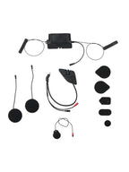 Alpinestars A-Connect Communication System, Black motorcycle helmet intercom accessories including control unit, speakers, and wiring components