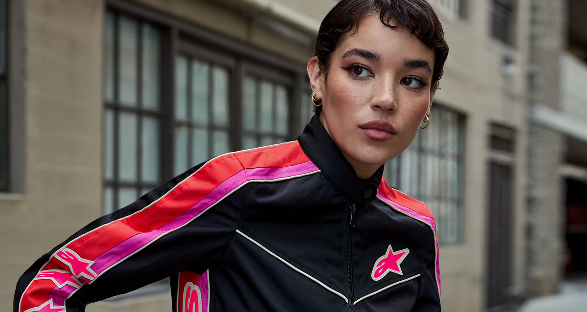 Alpinestars Stella T-Dyno Water Resistant Jacket, Women's Textile Motorcycle Jacket, Black with Red and Fuchsia, Urban Style.