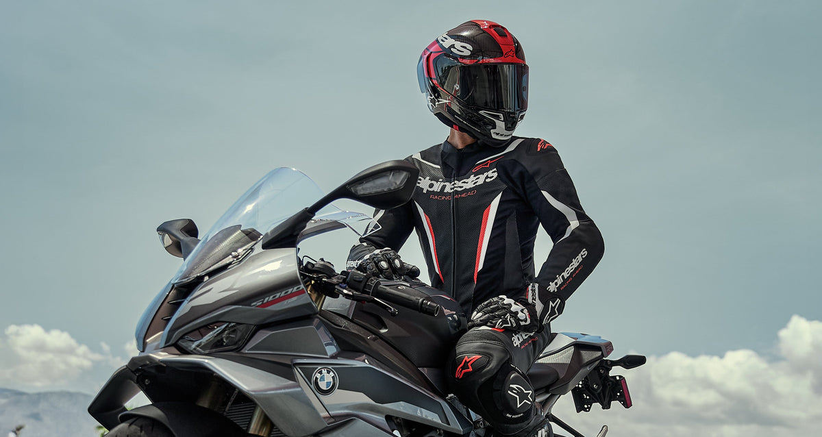 Alpinestars GP Force V2 Leather Suit - 1 Piece, Men's Motorcycle Racing Suit in Black and Red, leather for sport riding.